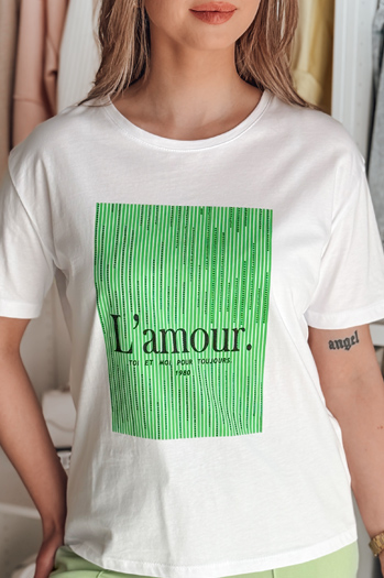 T-shirt damski LAMOUR biały Dstreet RY2586