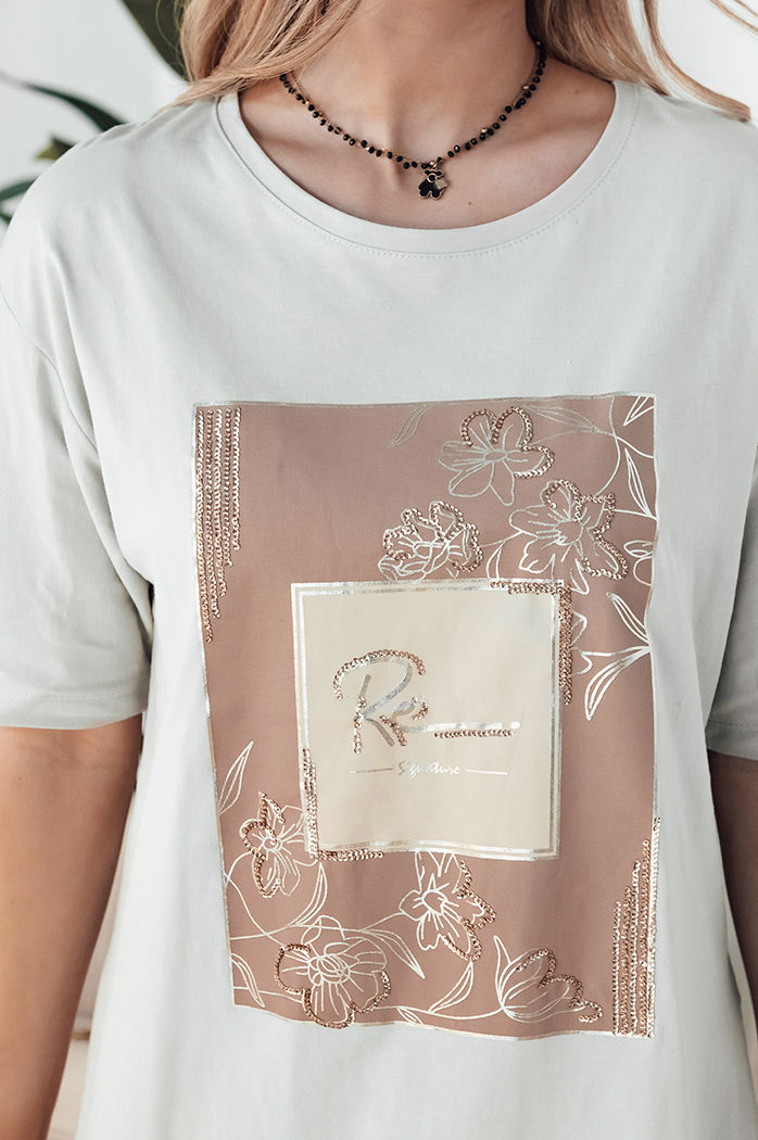 T-shirt damski FAGOS szary Dstreet RY2593