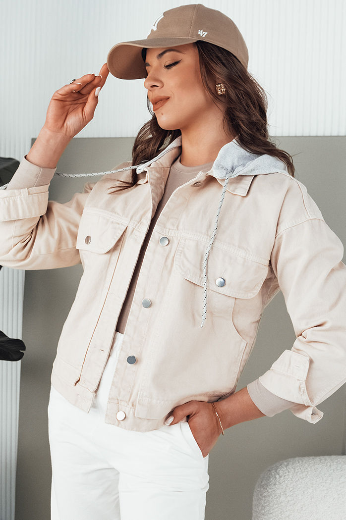 Kurtka jeansowa damska ASFA jasnobeżowa Dstreet TY4328