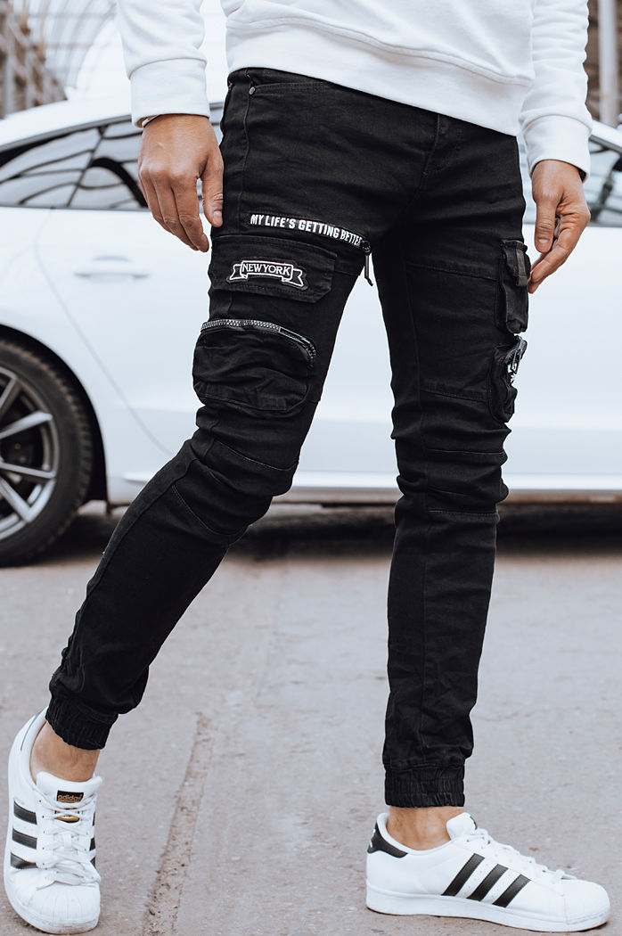 Spodnie męskie jeansowe bojówki czarne Dstreet UX4326