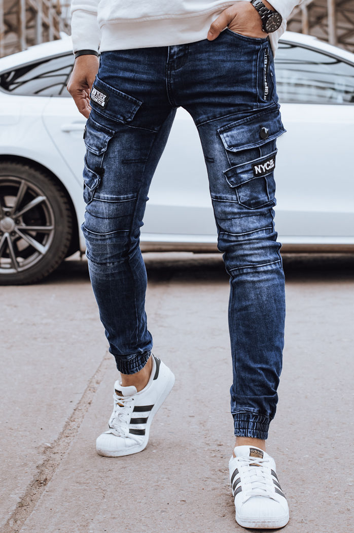 Spodnie męskie jeansowe bojówki niebieskie Dstreet UX4329