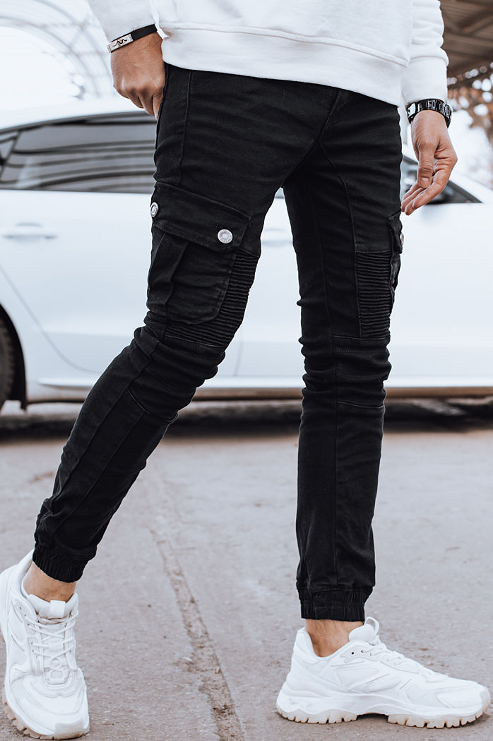 Spodnie męskie jeansowe bojówki czarne Dstreet UX4330