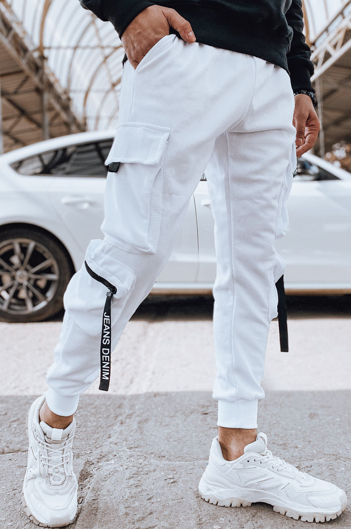 Spodnie męskie bojówki białe Dstreet UX4368