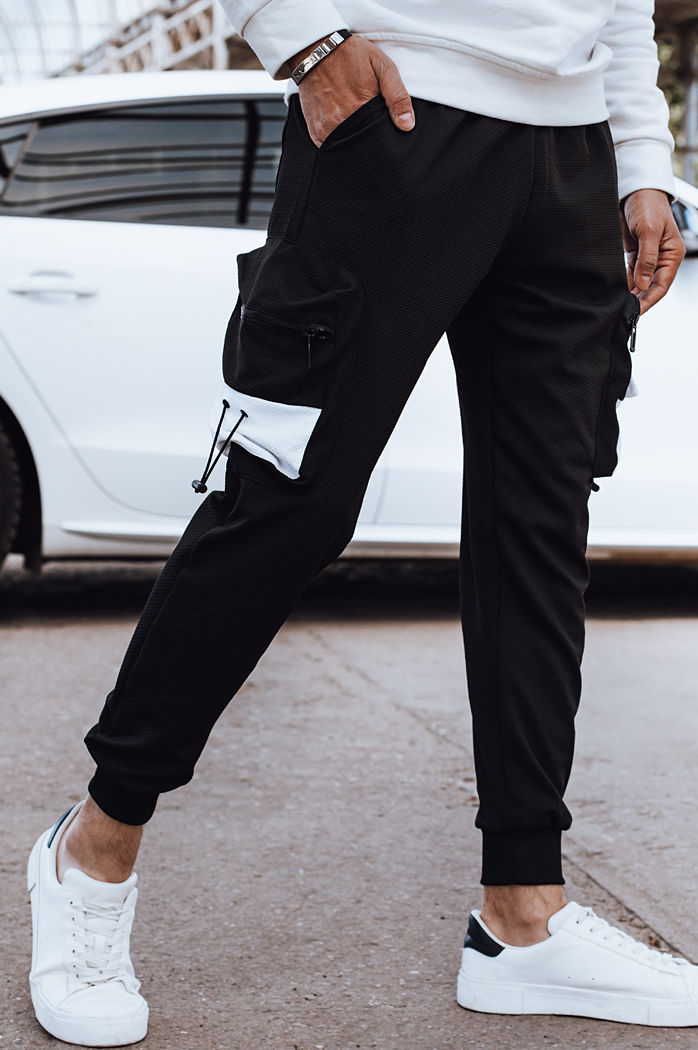 Spodnie męskie dresowe bojówki czarne Dstreet UX4371