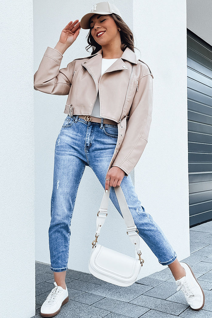 Kurtka damska skórzana BADEN beżowa Dstreet TY4336