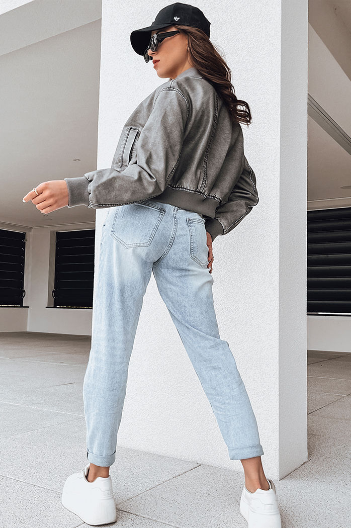 Kurtka damska skórzana bomberka SANTOL szara Dstreet TY4340