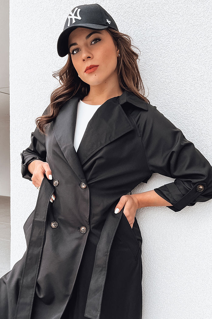 Trencz damski długi BINCIA czarna Dstreet TY4342