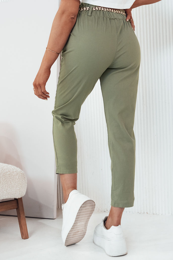 Spodnie damskie materiałowe ERLON zielone Dstreet UY2100