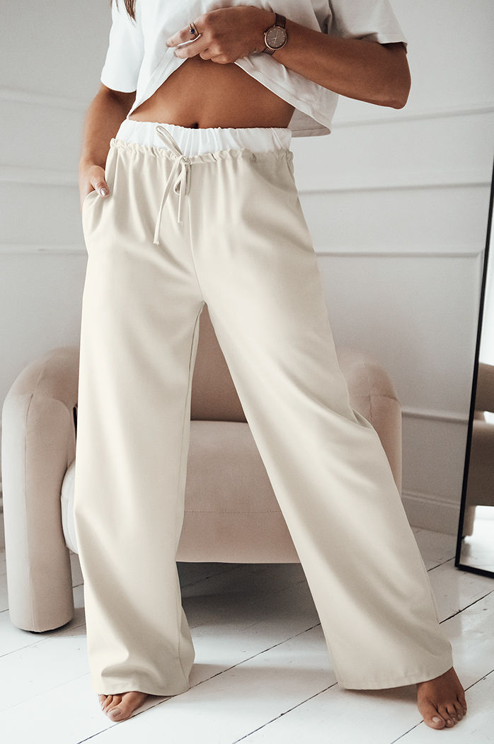 Spodnie damskie wide leg DARAMY beżowe Dstreet UY2101