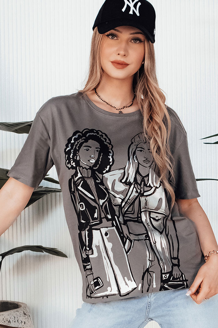 T-shirt damski COMIS ciemnoszary Dstreet RY2607