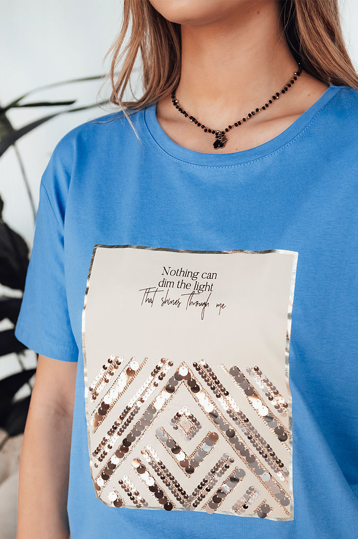 T-shirt damski CENTIA niebieski Dstreet RY2613