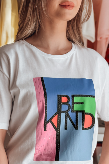 T-shirt damski z nadrukiem KINDBE biały Dstreet RY2614