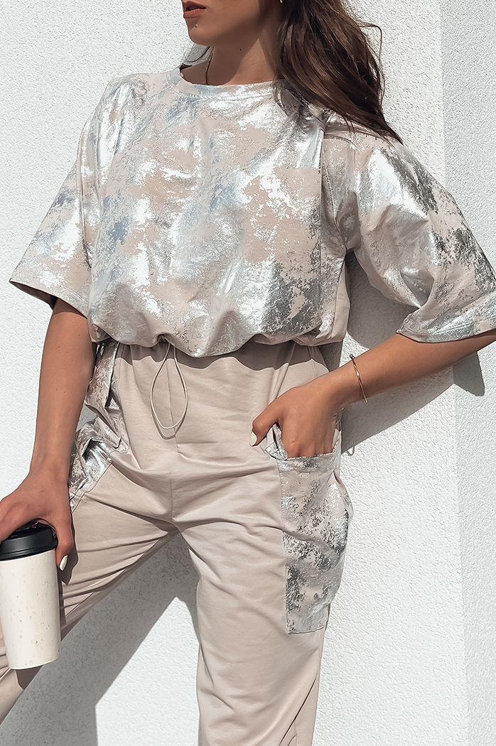 Komplet damski BIRWEKI beżowy Dstreet AY1048