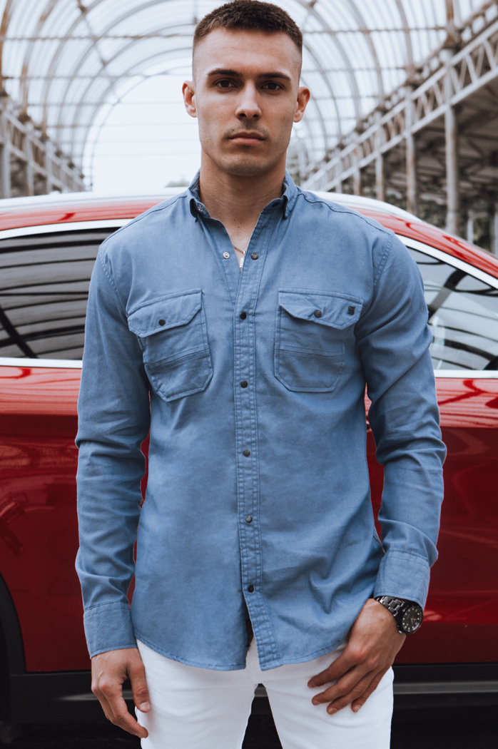 Koszula męska jeansowa niebieska Dstreet DX2581