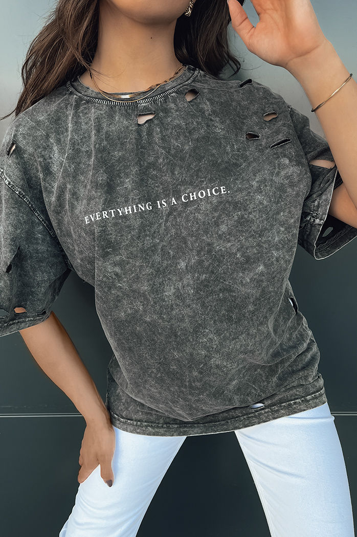 T-shirt damski KHUMBOS grafitowy Dstreet RY2631