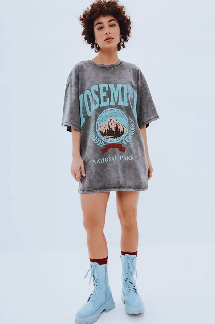 T-shirt damski z nadrukiem ZAKUANI grafitowy Dstreet RY2633