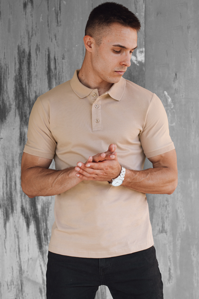 Koszulka męska polo beżowa Dstreet PX0600
