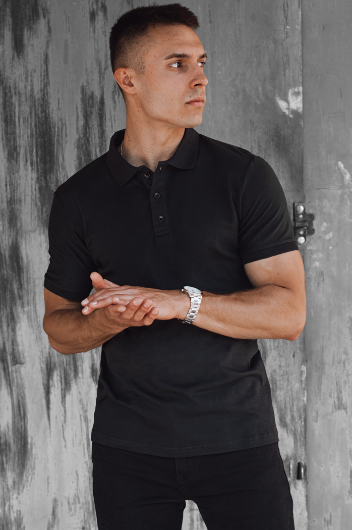 Koszulka męska polo czarna Dstreet PX0604