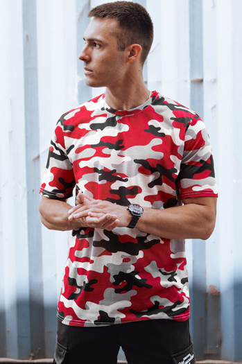 Koszulka męska camouflage czerwona Dstreet RX5588