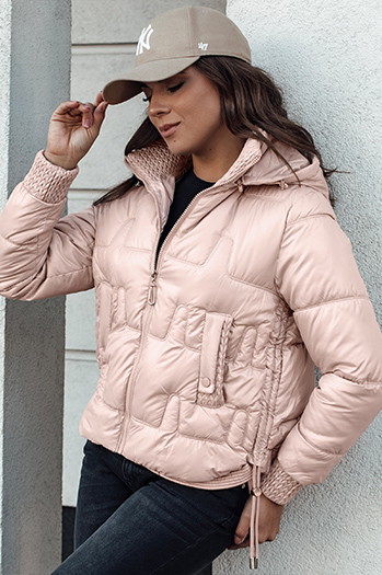Kurtka zimowa damska FASHWARM krótka pikowana z kapturem różowa Dstreet TY4641