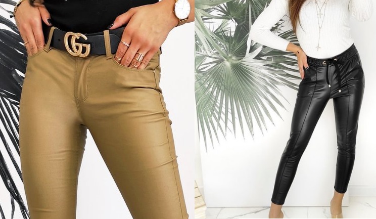 Spodnie woskowane damskie - pomysły na stylizacje ze spodniami z połyskiem