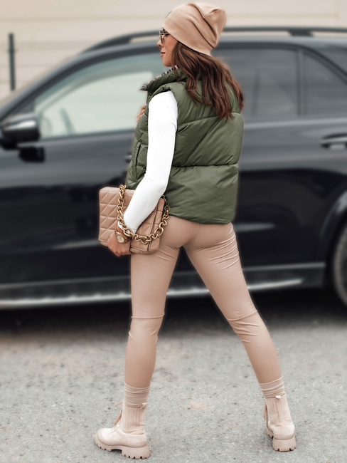 Kamizelka damska LEOVELLA przejściowa krótka pikowana dwustronna zielona Dstreet TY5496