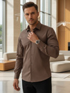 Koszula męska REGULAR FIT elegancka gładka brązowa Dstreet DX2684