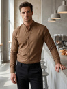 Koszula męska SLIM FIT casualowa ze stójką kawowa Dstreet DX2592