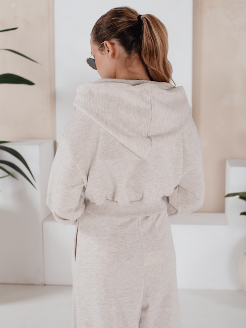 Komplet damski spodnie wide leg i bluza MINALIA beżowy Dstreet AY0917