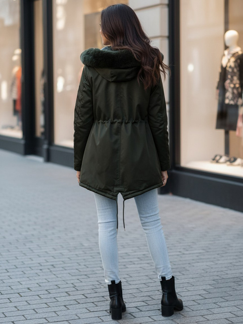 Kurtka zimowa damska parka z futerkiem ERISS zielona Dstreet TY4534z