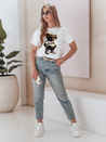 T-shirt damski z misiem MISZELKA biały Dstreet RY2862_3
