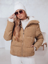 Kurtka damska zimowa sztruksowa TRENDYGLAM ciemnobeżowa Dstreet TY4359