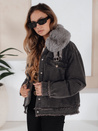 Kurtka damska FURDENIM jeansowa z futerkiem ciemnoszara Dstreet TY5185