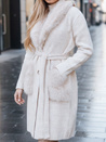 Płaszcz damski z futerkiem beżowy Dstreet TY5278z