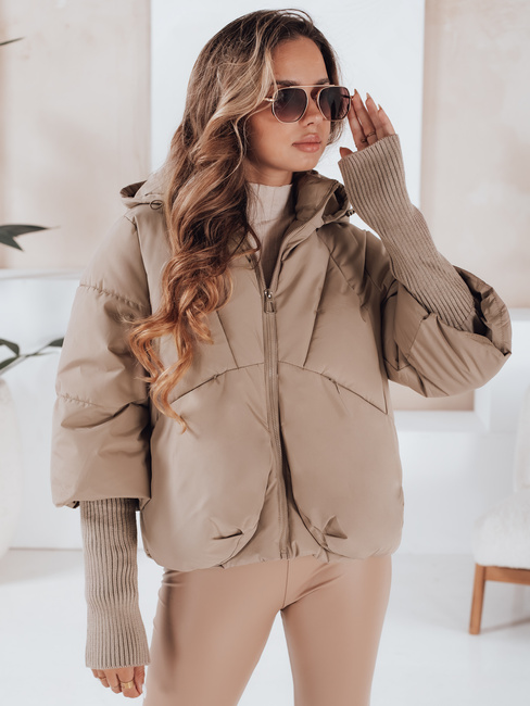 Kurtka damska zimowa MISSLAYER z kapturem kamelowa Dstreet TY5035