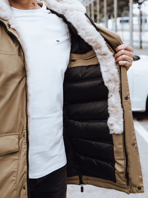 Kurtka zimowa męska ciemnobeżowa Dstreet TX4593