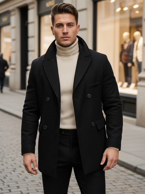 Płaszcz męski czarny Dstreet CX0433