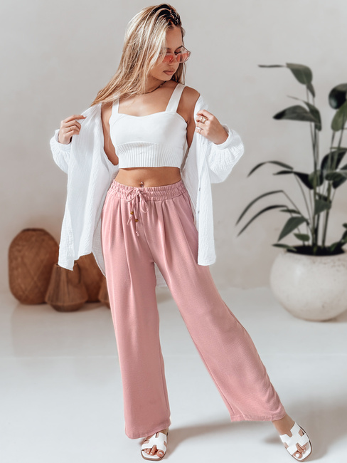 Spodnie damskie casualowe wide leg LOVETRIP różowe Dstreet UY2638