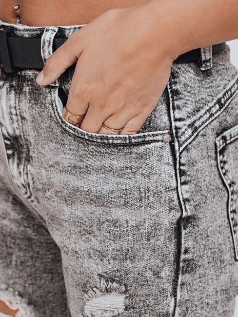 Jeansy damskie push up z dziurami szare Dstreet UY2780