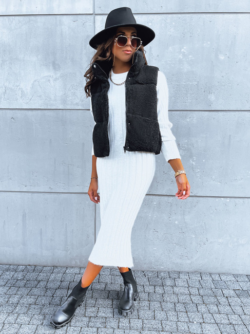 Kamizelka damska z kożuszkiem BEEWARM czarna Dstreet TY3845