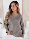 Damski sweter z dekoltem V VERALIA szary Dstreet MY2519