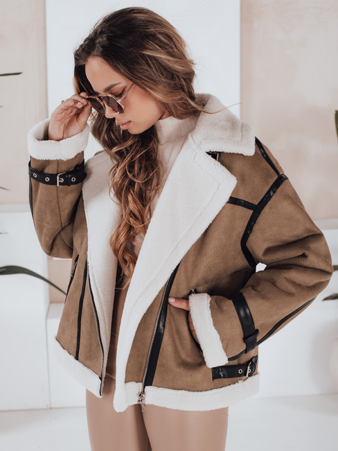 Kurtka damska z kożuchem brązowa Dstreet TY5124