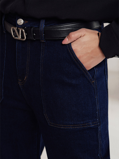 Spodnie damskie baggy FITZONE jeansowe cargo ciemnoniebieskie Dstreet UY2243