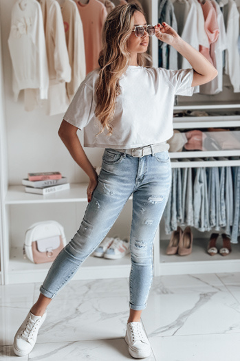 Spodnie damskie jeansowe FASHIONIX niebieskie Dstreet UY2708