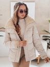 Kurtka damska zimowa WARMMISS pikowana z kapturem  jasnobeżowa Dstreet TY4923