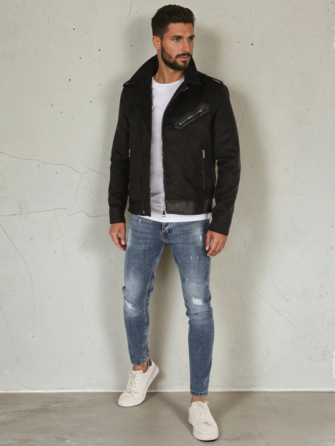 Kurtka zimowa męska ramoneska czarna Dstreet TX4660