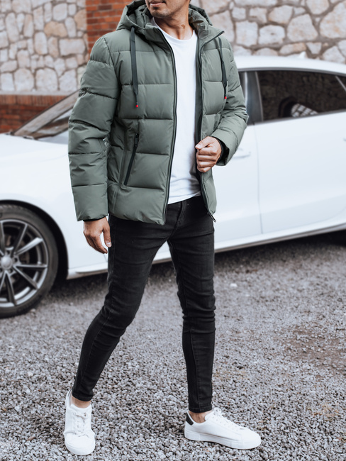 Kurtka męska zimowa pikowana z kapturem szara Dstreet TX5061