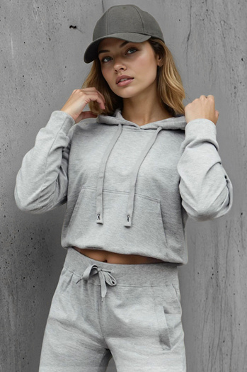 Bluza damska z kapturem jasnoszara Dstreet BY1533