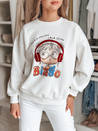 Bluza damska oversize z nadrukiem LALA VIBE biała Dstreet BY1504