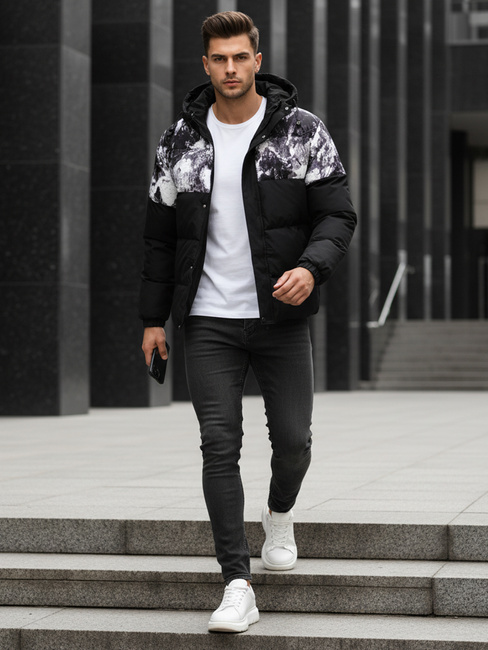 Kurtka męska zimowa z kapturem czarna Dstreet TX5132